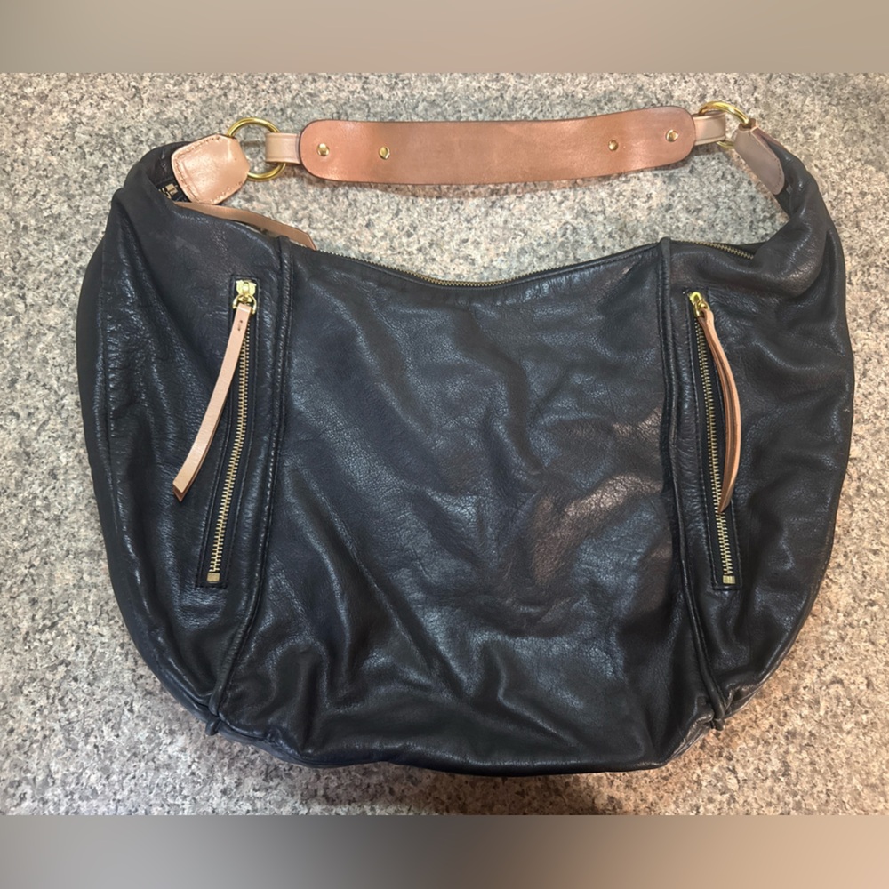 Christopher Kane Black Leather Bag with Gold Zipper
